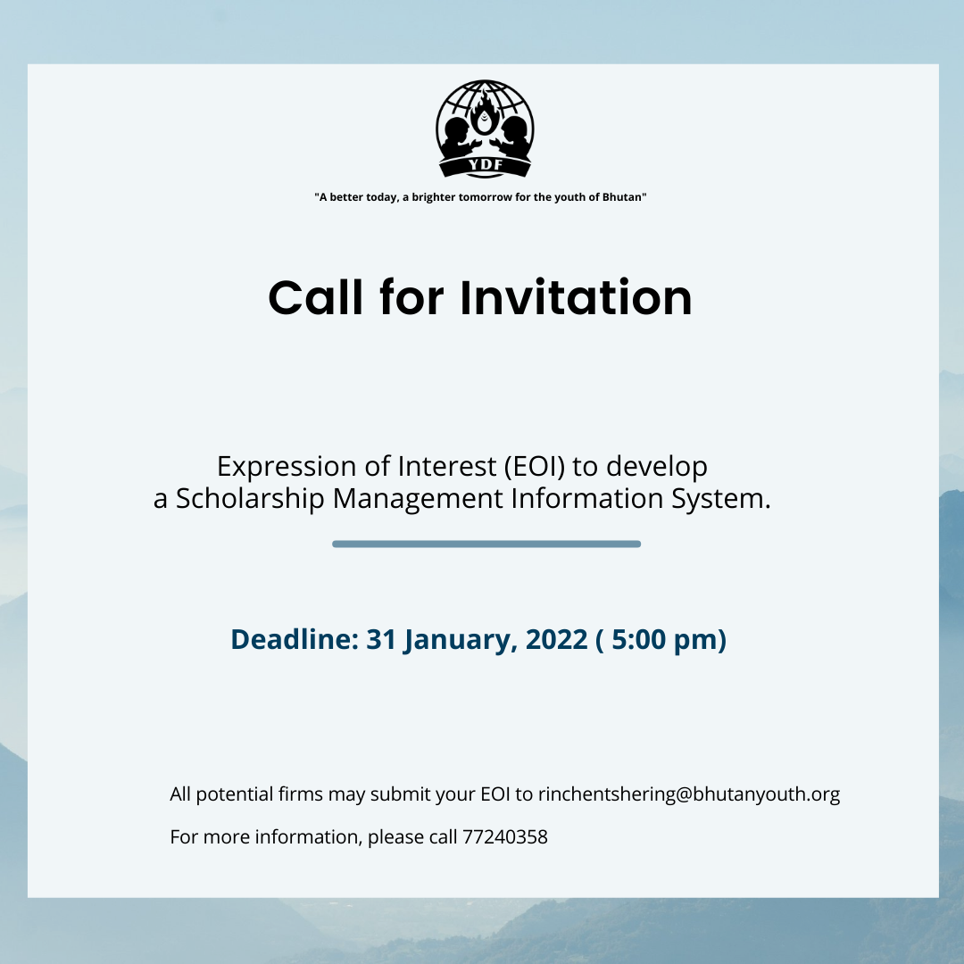 Invitation of Expression of Interest (EOI) Bhutan Youth Development Fund